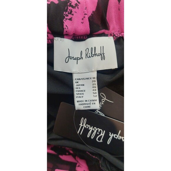 Joseph Ribkoff Women's Size 18 Plus Dress Black Pink Chiffon Off Shoulder Hi Lo - Picture 13 of 16